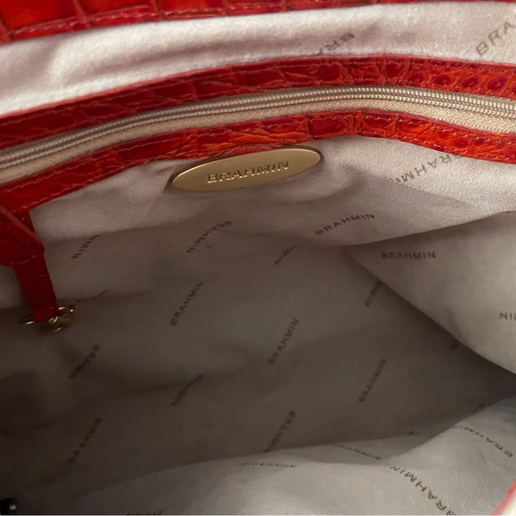 Brahmin Amata Melbourne Collect Red/Burnt Orange Croc Embossed Leather Handbag - Picture 12 of 13
